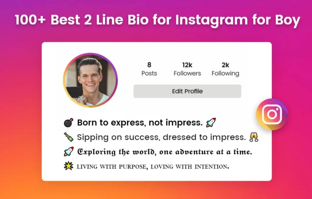 2 line instagram bio for boys